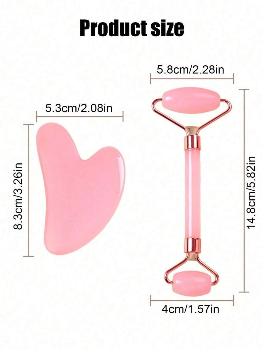 2 Sets Of Facial Massage And Scraping Tools: Including 1 Double Headed Massage Roller And 1 Heart-Shaped Scraping Plate. Helps Reduce Facial Swelling, Soothe Delicate Skin, And Showcase Natural Radiance. - Multiple Styles - View 1