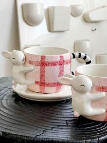 2pcs (1 Cup & 1 Saucer) Ceramic Coffee Cup And Saucer Set, Suitable For Home Kitchen, Restaurant, Living Room, Gift, Drinking Tea, Coffee, Milk, Juice, Wedding, Party, Birthday - Multicolor - View 11