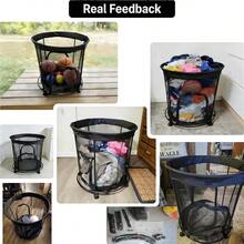 Ball Storage Containers With Wheels And Side Zippers, 48-Gallon Rolling Cart Mesh Organizer Soccer Basketball Clothing, Heavy-Duty Storage Bin Garage, Playroom, Home - Default - View 5
