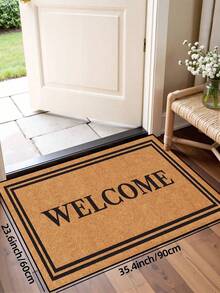 1 pièce Paillasson à motif "Bienvenue" avec cadre noir, style minimaliste, tapis antidérapant pour intérieur/extérieur, tapis en fibre de polyester lavable en machine pour cuisine, salle à manger, couloir, salle de bain, chambre, extérieur, entrée, décoration de la maison, décoration de la pièce, toutes saisons - 1PC - Voir 13