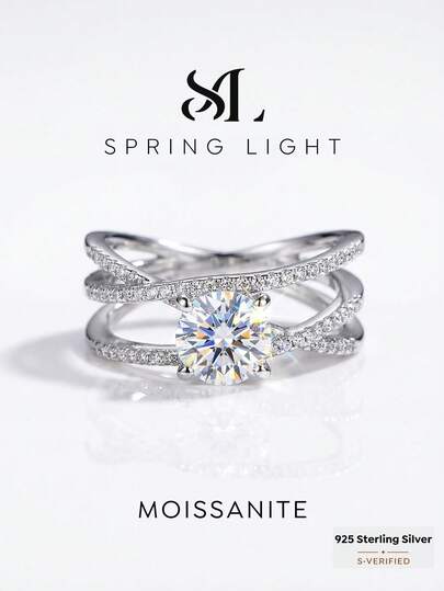 Nhẫn Moissanite "Ba kiếp ba thế giới" 1.0 Carat: Món quà thanh lịch và tinh tế bằng bạc Sterling S925 dành cho lễ đính hôn, đám cưới, bạn thân, sinh nhật, kỷ niệm; Trang sức cưới cô dâu