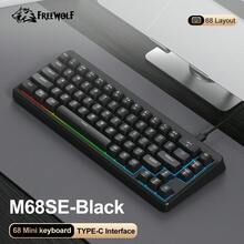 FREE WOLF M68SE Wired Keyboard, Compact Design / 68-Key Layout / Colorful Backlight / TYPE-C Cable Connection / Suitable For Travel And Office Use - 查看 2