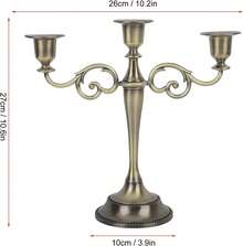 3 Brazos Candelabro de Metal, Europeo Retro Elegante Portavelas, Candelabro de Centro de Mesa Portavelas de Pilar para La Boda Comedor Mesa Decoración para El Hogar en Fiestas Navideñas(Oro) - Bronce - Ver 7