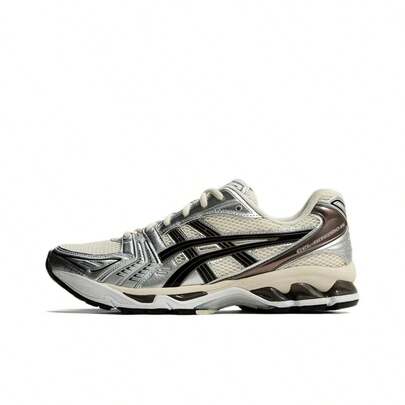  ASICS Gel-Kayano 14 Outdoor Functional Y2K Millennial Style Retro Streetwear T Rendy Versatile Fabric Synthetic Leather Shock Absorption And Wear Resistance Low-Top Casual Running Shoes Unisex Black, White And Silver