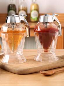 [With Base] Japanese Style Honey Pot, Convenient Pouring & Squeezing Honey Bottle, Gift Honey Jar With Pointed Spout, Pressure Dispenser, Airtight Storage Jar - View 8
