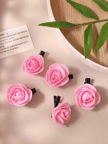 5pcs PE Foam Rose Hair Clips, Side Bangs Clamps, Bridal Wedding Updo, Daily Party Boho Style Hair Accessories - Multicolor - View 16