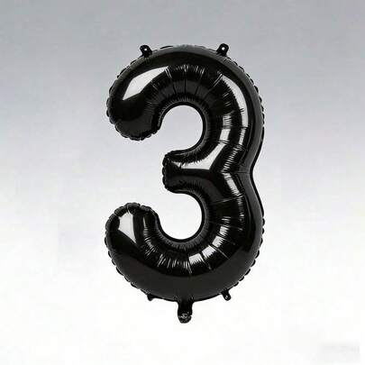 1 Set Black Metallic Number Foil Balloons, Includes 0-9 Full Size Shiny Black Number Foil Balloons, Suitable For Birthday Surprise, Proposal Decoration, Wedding Party, Birthday Party