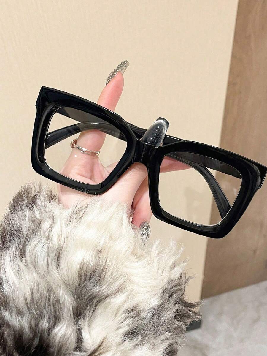 1pc Y2K Square Frame Cute Retro Fashion Unisex Clear Lens Glasses - Multicolor - View 1