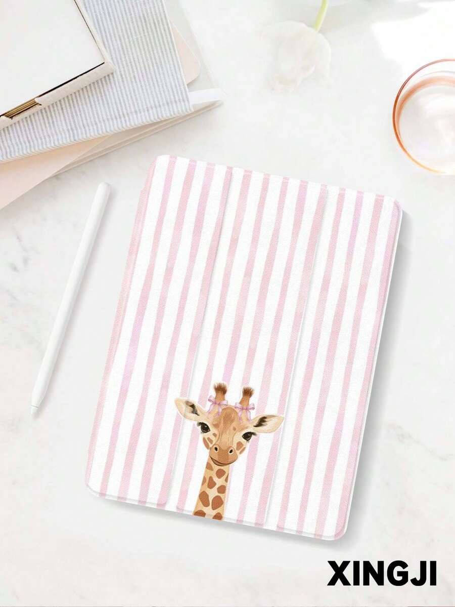 1pc Cute Bow Tie Giraffe Striped Pattern Tablet Protective Case, Compatible With IPad 10.2 Inch 10th/ (A16) 11 Inch 11th 2025, Pro 11 Inch 2021/2020, Galaxy Tab A8 10.5 Inch 2022, Built-In Pencil Slot, Anti-Drop, Tablet Stand Protective Cover, Support Auto Sleep/Wake Function, Best Gift For Family And Friends - Multicolor - View 1