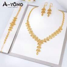 Luxury Dubai Gold Wedding Jewelry 24k Gold Plated Arabic Bridal Necklace Bracelet Earrings Habesha Women Vintage Jewelrys - Jewelry Set - View 8