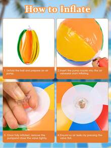 6 Colores Clásicos Pelota de Playa Inflable Arcoíris, Material PVC Impermeable, Adecuado para Fiesta de Piscina de Verano, Juegos, Decoración - Multicolor - Ver 9