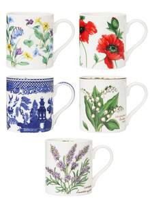 1 pieza Taza pequeña de porcelana de hueso fina de 300ml, diseño de flores, lirio del valle con borde dorado, diseño azul, diseño de amapola, diseño de petunias, diseño de lavanda para elegir, uso diario normal. - Multicolor - Ver 2