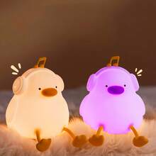 Luz nocturna decorativa de pato lindo recargable por USB, temperatura de color y brillo ajustables, temporizador de apagado automático de 30 minutos, adecuada para dormitorio, oficina, decoración de varias habitaciones y regalos festivos - Blanco - Ver 3