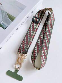 1pc Fabric Embroidered Phone Lanyard, Adjustable Crossbody Strap, Phone Case Hanging Chain, Halter, Charging Port Card Slot, Anti-Lost Phone Lanyard With Clip - Multicolor - View 20