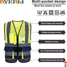Pink Reflective Safety Vest For Women, Working Safety Gear With Strips, High Visibility Work Vest For Construction, Medium - 黃海軍網眼 - 查看 3