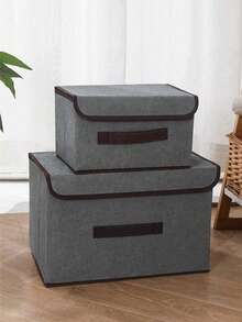 1pc Foldable Washable Solid Color Multi-Purpose Storage Box With Lid, Dustproof Waterproof Wardrobe Storage Bin For Clothes, Bedding, Suitable For Holiday Decoration, Room Decor, Bedroom, Home Storage - Multicolor - View 10