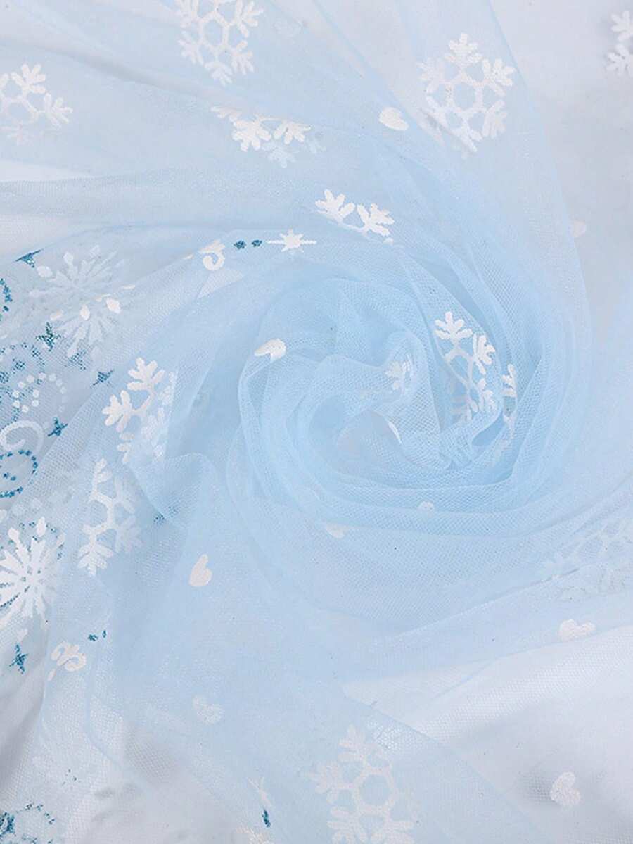 1pc Ice Blue Snowflake Mesh Fabric, Princess Dress DIY Material - Snowflake Blue - View 1