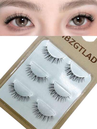 3 pares de pestañas postizas de mink 3D con banda transparente, pestañas negras naturales con tira invisible, pestañas de maquillaje reutilizables