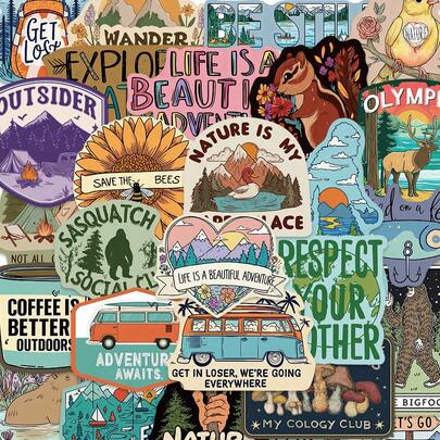 YWWBLD 50张自然法则贴纸，适用于笔记本电脑、水杯、剪贴簿、收纳盒、装饰DIY透明贴纸