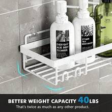 5-Piece Bathroom Shelf Set, Wall-Mounted Storage Rack, Vanity Organizer For Shower Gel, Shampoo, No Drilling Required, Large Capacity Bathroom Storage Solution - White - View 1