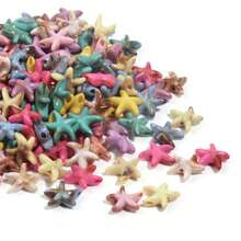 120Pcs Tie-Dye Starfish Acrylic Beads, Mixed Color Gradient Star Shape Loose Beads For DIY Jewelry Making, Ocean Style Crafts - Multicolor - View 7
