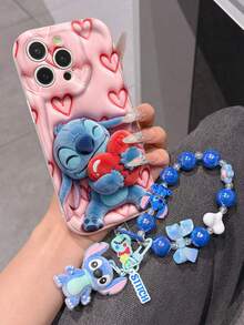 This Disney Stitch Lanyard Phone Case Is Fully Covered In TPU Material. It's Shockproof, Lightweight, And Compatible With IPhone17/16/11/13/15/15 Plus/15 Pro/15 Pro Max/12/14 Pro Max/11 Pro Max/12 Pro/12 Pro Max/13. This Phone Case Makes A Popular Birthday Gift Or Business Gift; It's Durable, Stain- And Fingerprint-Resistant, And Suitable For Both Men And Women. The Set Also Includes A Mickey Mouse Phone Case And A Stitch Plush Bracelet. It's A Perfect Gift For Friends And Family. This Stylish Phone Case Is Fun, Lightweight, And Durable. IPhone17 Pro Max Phone Case, Angel Phone Case. - trắng - Xem 2