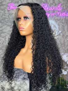 36英寸深波浪透明蕾丝前额假发，13x4高清蕾丝前额真人发假发，卷曲真人发蕾丝前额假发，女士款 - Natural Black - 查看 12