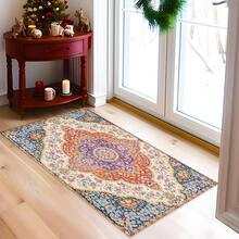 2D Retro Bohemian Style Printed Pattern Rug, Soft Floor Mat For Entryway, Porch, Indoor Use - Washable Carpet For Living Room, Bathroom, Bedroom, Game Room, Laundry Room, Dorm Decor - Multicolor - View 2