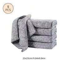1/3/5 Pcs Bamboo Charcoal Fiber Cleaning Cloth, Thickened Material With Strong Absorbency, Easy To Rinse And Reuse, Effective Degreasing And Cleaning Dishcloth. Can Be Used For Cleaning Kitchen, Sink, Pots And Pans, As Well As Wiping Windows, Mirrors, Cars, Desks, Countertops And Stoves. No Lint Shedding, No Water Stains, Multi-Functional Wiping Cloth, Kitchen Cleaning Essential, Daily Household Necessity. - Grey - View 17
