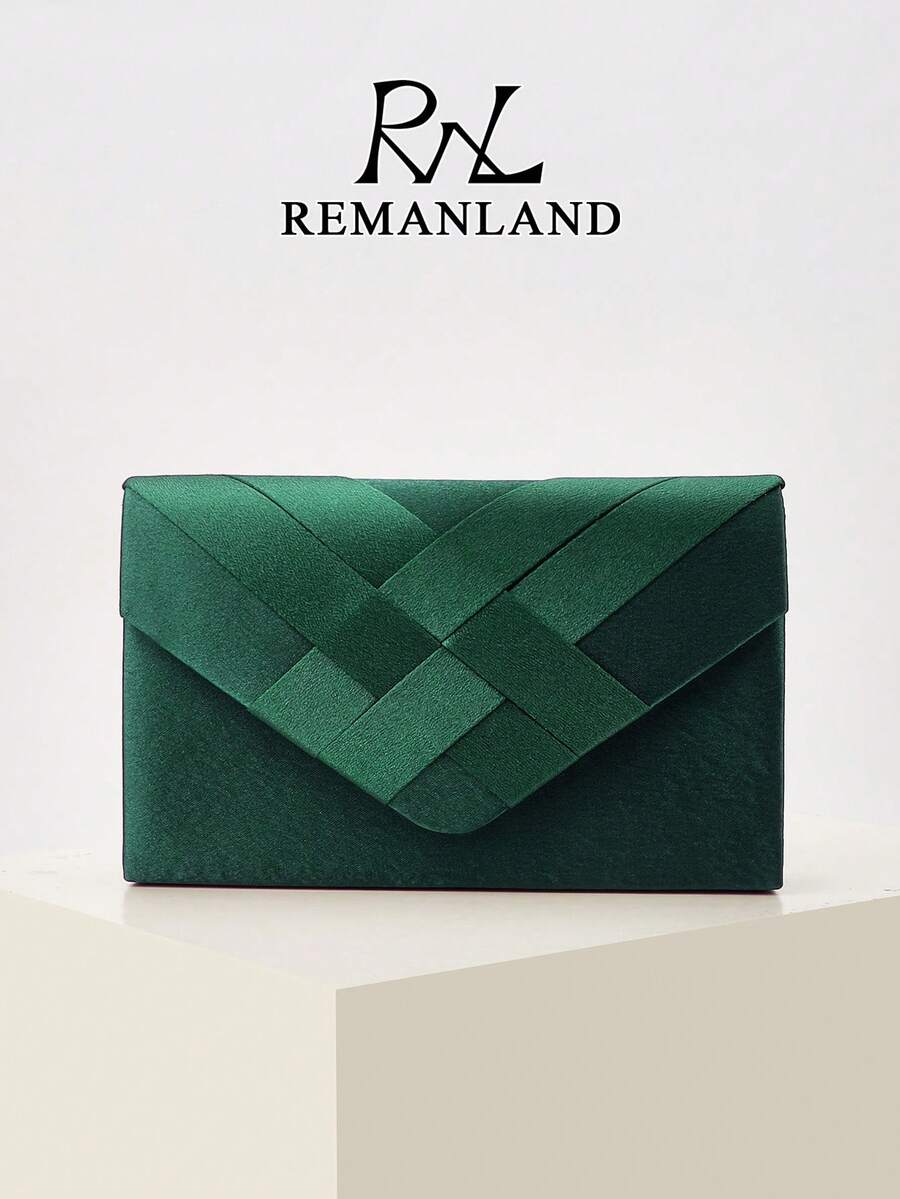 REMANLAND 优雅格纹女士派对单肩包，时尚橄榄绿手拿包，女士晚宴包，适合女士派对、婚礼、盛大晚宴及其他场合，是派对女孩和女士的理想之选，也是送给女性的最佳礼物。