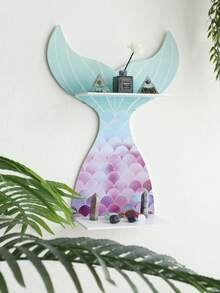 1pc Gradient Mermaid Tail Wall-Mounted Floating Shelf, Colorful Ocean Style Decorative Storage Rack, Fantasy Coast Aesthetic Display Shelf, Unique Mermaid Tail Layered Design, Fish Scale Pattern Art Rack, Multi-Layer Floating Display Shelf, Suitable For Placing Small Items, Applicable To Bedroom, Living Room, Bathroom, Nursery, Apartment, Beach House, Spa, Wedding, Party, Home Wall Decor - Color - View 6