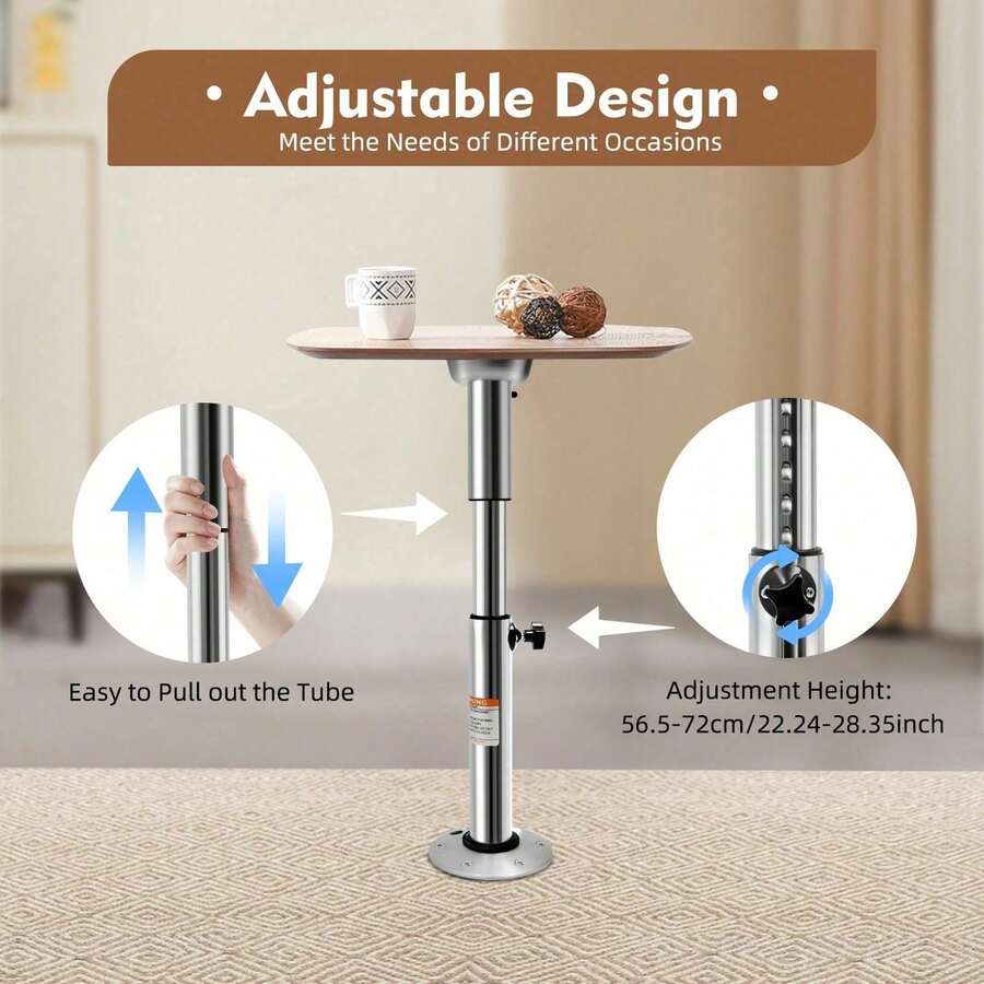 Campervan Table Leg Boat Table Pedestal 22-28 Inch Adjustable Height Removable Pedestal TableLegs Stand Aluminum Alloy Table Legs Stand Base - Silver - View 1
