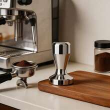 1pc Stainless Steel Coffee Powder Tamper, Wooden Handle Coffee Powder Presser, Easy To Clean And Store - Silver - View 6