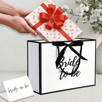 6pcs Bride Gift Bag, Landscape Style Kraft Paper Wedding Decoration Gift Bag, Bridesmaid Gift Bag, With Bow Ribbon,Creative Wedding Decor For Bridal Shower Gift Wrapping Paper Bag, Engagement Bride To Be Wedding Thanks Bridesmaid, Wedding Bachelorette Party Supplies, Wedding Bridesmaid Party Favor Shopping Retail Gift Sacks, Suitable As Wedding Party Favor