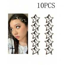 10pcs/20pcs/30pcs/40pcs Women Sweet Y2K Simple Metal Silver-Color 3.12CM Star Hairpins, Suitable For Daily, Festival, Party, Commute, For Women Hair Clips Hair Accessoriesy2k Claw Clips Hair Claws Hair Barrettes, Head Accessories - 銀色 - 查看 10