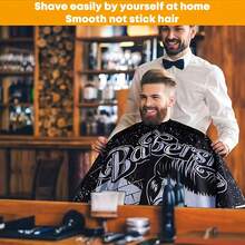 Professional Hairstylist Neck Duster Cape - Unisex Haircut Apron, Black With White "BARBER SHOP" Print And Scissors & Razor Graphic, Suitable For Salon Use, Essential For Haircutting | Elegant Style, Haircutting Tool Accessory Printed Barber Apron - Multicolor - View 2