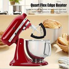 Juego de 3 accesorios de cocina de acero inoxidable: tazón mezclador oscuro a prueba de salpicaduras con batidor, 5 cuartos (1.24 galones), compatible con batidoras de pedestal con cabezal inclinable, regalo ideal para reposteros caseros. - Blanco - Ver 1