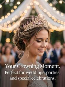 SpongeBob SquarePants Wedding Birthday Party Tiara For Women Girls - Pink Crystal Rhinestone Crown Headpiece - Pink - View 4