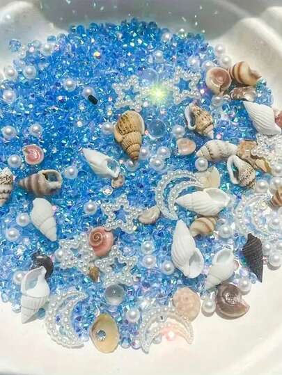 18/25g Ocean Series Decorations - Includes Star, Moon, Seashell, Crab, And Starfish Themed Shapes With A Soft Pearlescent Finish And Shiny Accents, Suitable For Jewelry Making, DIY Crafts, And Home Decor