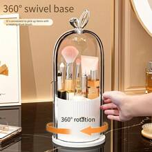 Organizador de maquillaje giratorio con rotación de 360°, a prueba de polvo, acabado pulido, soporte multifuncional de escritorio para bolígrafos, con montaje sobre encimera, hecho de plástico, para dormitorio, baño, oficina, decoración del hogar - Multicolor - Ver 5