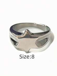 1 chiếc nhẫn kiểu Pháp tối giản hình lục giác ngôi sao, chất liệu thép không gỉ mạ vàng 18K, bền, chống nước, không gây dị ứng, phù hợp cho đeo hàng ngày, công sở và dự tiệc. - Nhẫn nữ hình lục giác trơn nhẵn - Xem 12