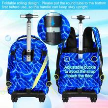 3pcs/Set Boys' Rolling Backpack, Includes Lunch Bag, Dinosaur Lightning Pattern Wheeled Student School Bag - Blue - View 5