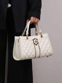 Fashionable Luxury New Quilted Large Capacity Women's Handbag 2026 Spring/Summer Niche Design Heavy Metal Hardware High-End Shoulder Crossbody Bag PU - Multicolor - View 4