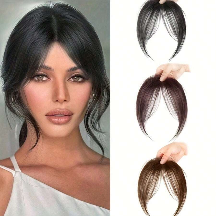 Pony Perücke für Frauen, flauschige & natürliche Stirnfransen, unsichtbare & leichte französische Pony, Haarverdichtung HA2839, Haarclip, Geburtstag - Verschiedenfarbig - Übersicht 1