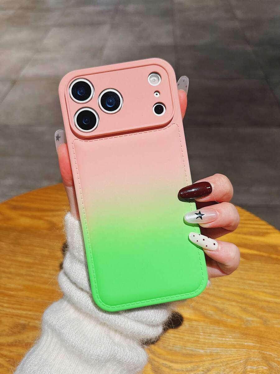 1 pieza Nuevo estuche de teléfono mate perforado con degradado compatible con Apple 17 Pro Max/17 Pro/17, 16 Pro Max/16 Pro/16, 15 Pro Max/15 Pro/15, 14 Pro Max/14 Pro/14, 13 Pro Max/13 Pro/13, estuche de teléfono a prueba de golpes con cobertura completa - Multicolor - Ver 1