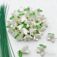 10pcs Artificial Lily Of The Valley Gardening Decor Set, Mini Garden Stump Set, Outdoor Potted Plants And Decor Landscape, Succulent Bonsai Decor And Mini Bonsai Model, Yard, Garden, Planter Decor, Includes 10 Lily Of The Valley Pendants And 10 Support Rods - Multicolor - View 10
