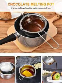 1pc Melting Bowl, Made Of SUS304 Stainless Steel, Used For Melting Chocolate, Candy, Cheese, Butter And Candle Wax, Capacity 400ml/13oz - Silver - View 5