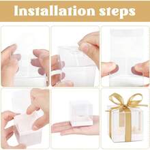 50 Pa Favor Boxes 2x2x2 Inches Clear Candy Treat Boxes With Gold Ribbons, Mini Plastic Es For Wedding, Birthday Party,  Shower, Classroom Drat Supplies Variant 2 - Gold - View 6