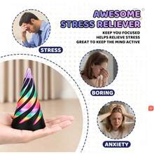 3pcs Asymmetrical Spiral Cone Fidget Toys, 3D Printed Spiral Cone Anxiety Relief Desk Decor | Mini Vortex Line For Stress Relief | Suitable For Car, Living Room, Bedroom Decoration - Multicolor - View 6