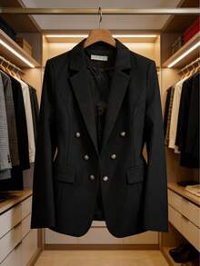 Women's Blazer With 6 Gold Buttons, Lined, With Shoulder Pads, Open, Formal And Elegant. - màu đen - Xem 1